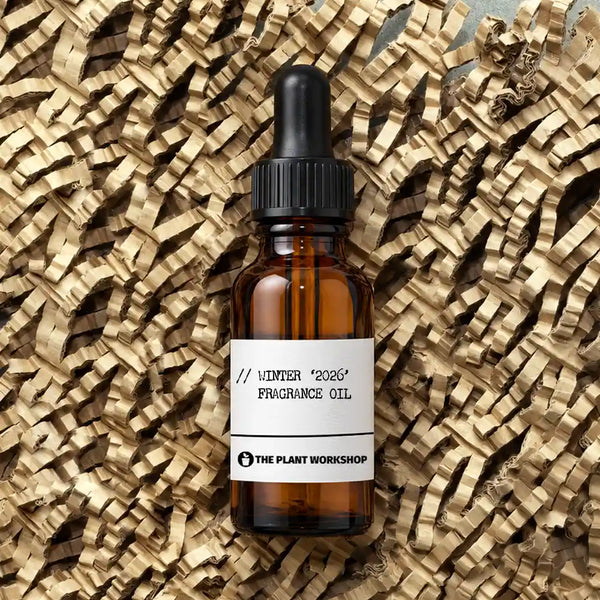 Winter fragrance oil in amber glass dropper bottle by The Plant Workshop