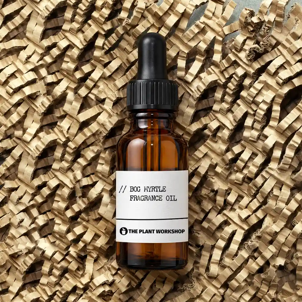 Bog Myrtle Fragrance Oil in amber glass dropper bottle