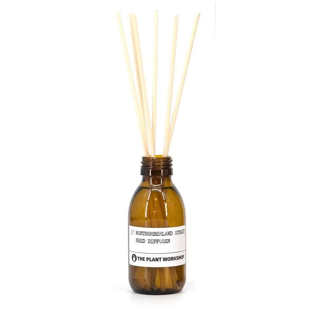 Northumberland Street Reed Diffuser | The Chelsea Flower Show in amber glass bottle with fibre reeds