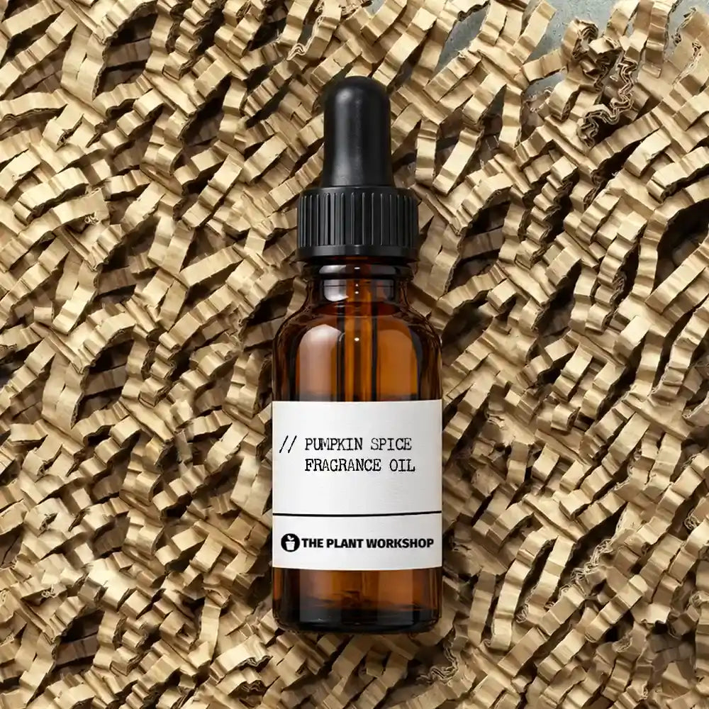 Pumpkin Spice Fragrance Oil in an amber glass dropper bottle by The Plant Workshop, made in Scotland