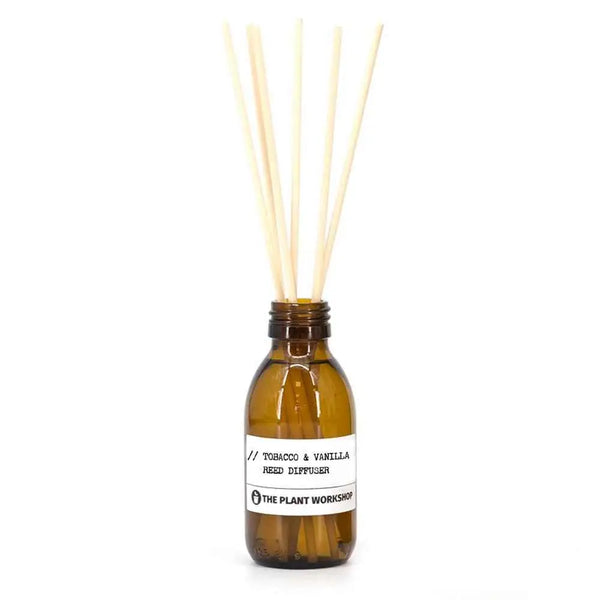 Tobacco & Vanilla Reed Diffuser in amber glass bottle with fibre reeds